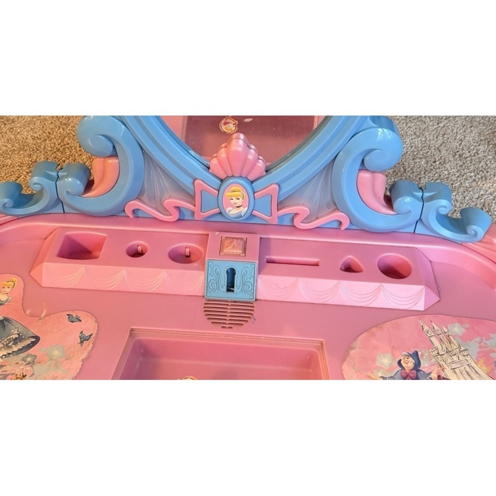 Vintage Disney Princess Cinderella Talking Vanity Replacement Pink Bow On Front - Picture 2 of 3